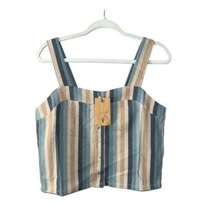 Knot Sisters ANTHROPOLOGIE Striped Linen Blend‎ Tank, Small